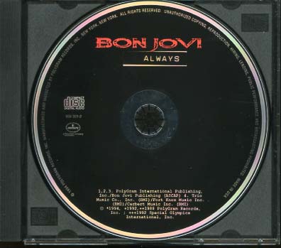 Bon Jovi - Always CD Single Promo Reference Discography